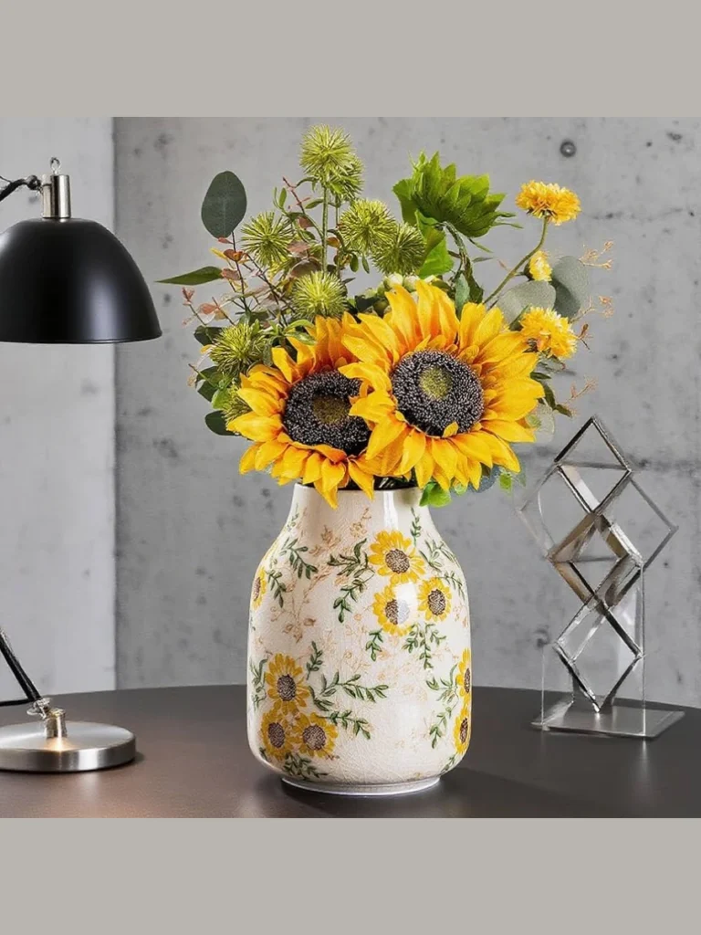 Slide Vivid Yellow Sunflower Heads Inside a Shallow Matte Black Stoneware Shallow Dish