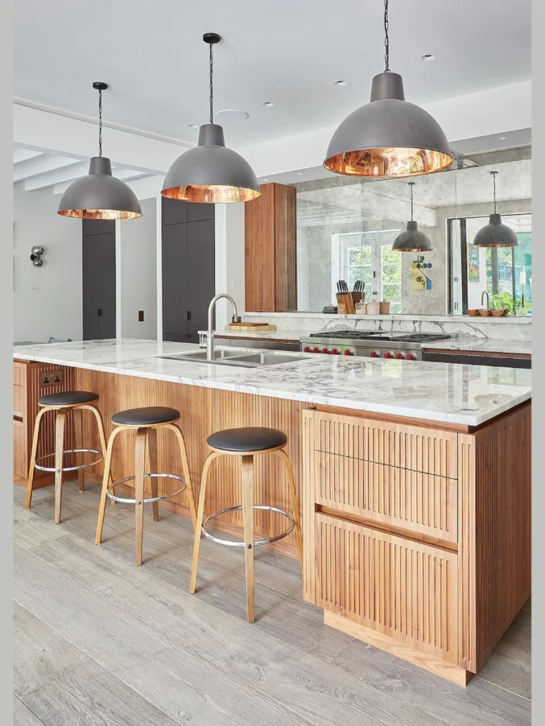 Soft Fluted Wood Island Back Panels