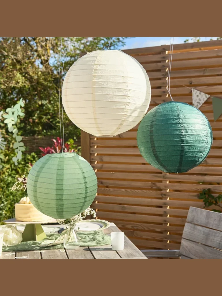 Soft Sage Washed Paper Lanterns For Botanical Spaces