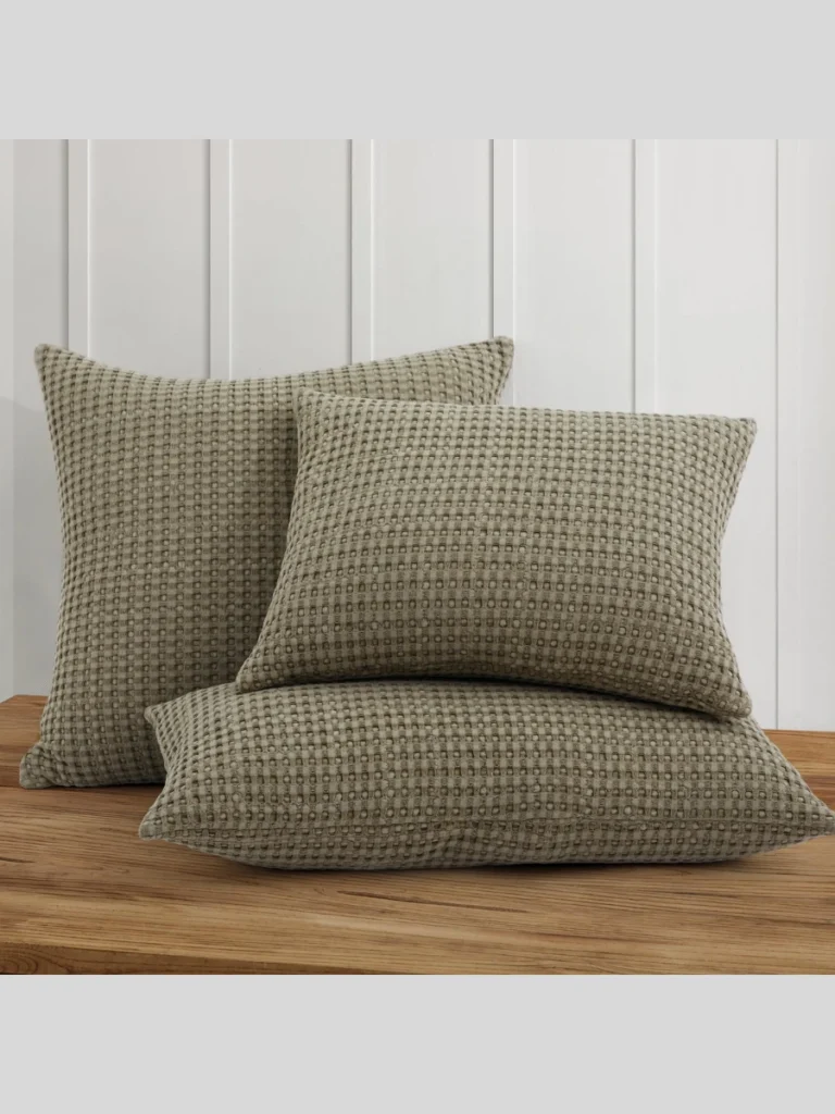 Soft Taupe Cotton Waffle Knit Cushions
