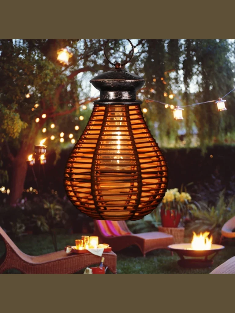 Solar Powered Woven Rattan Outdoor Lanterns