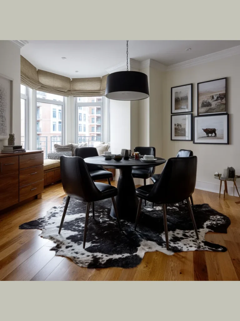 Solid Gray Wool Foundation With Asymmetrical Cowhide