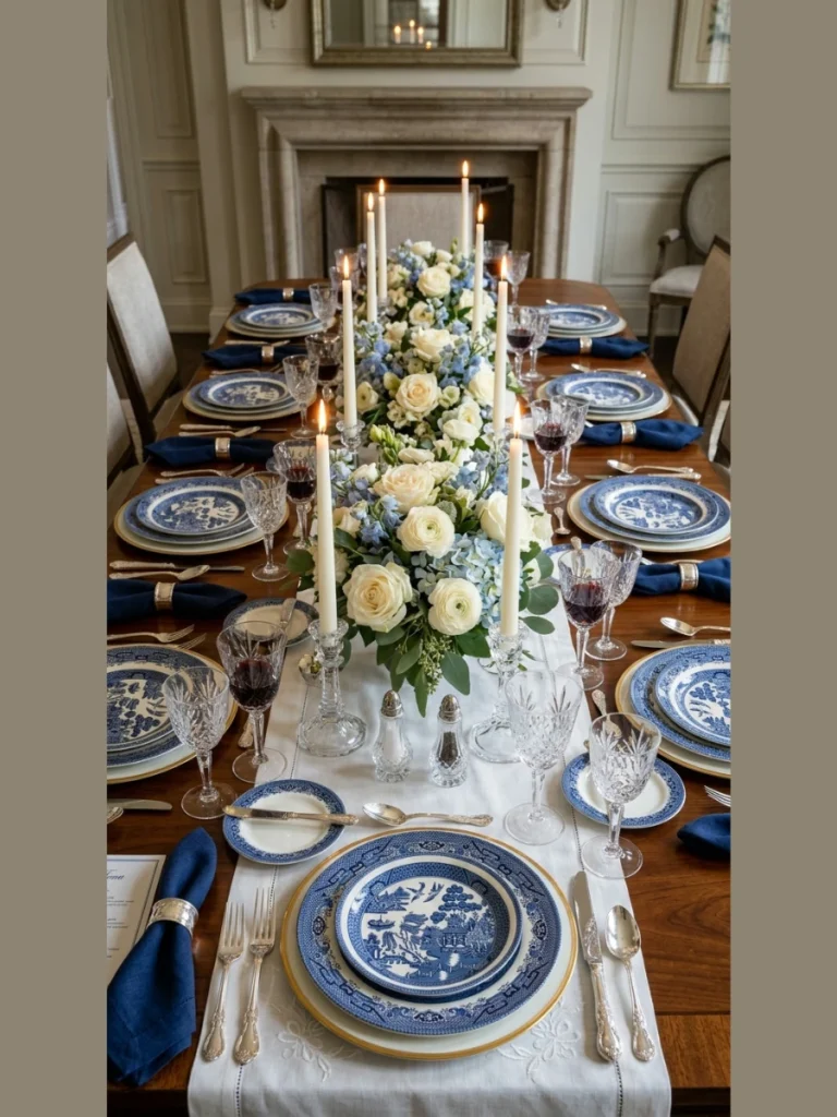 Sophisticated Pastel Linen and Fine Glassware Layers