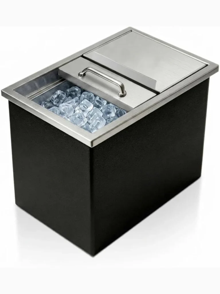 Store Fresh Ice Packages Inside a High Contrast Matte Black Steel Chest