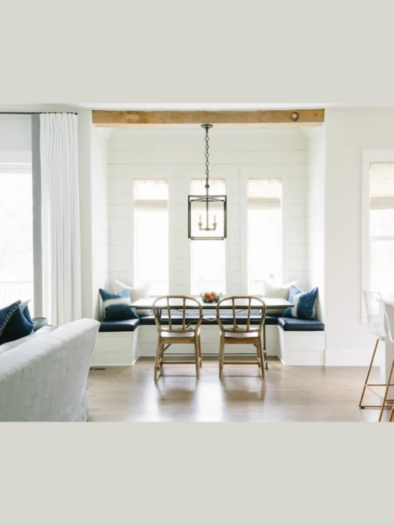 Straight Window Wall Banquette with Seamless Shiplap Panel Detailing