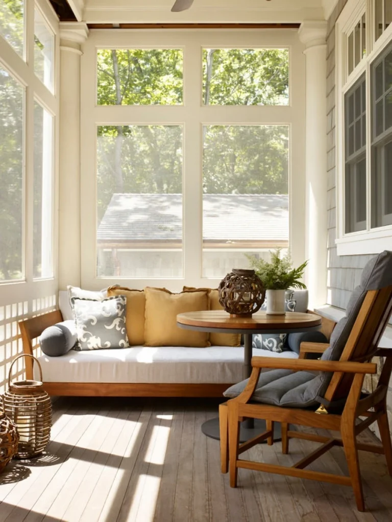 Style a Low Profile Twin Daybed Inside a Sun Drenched Screened Porch