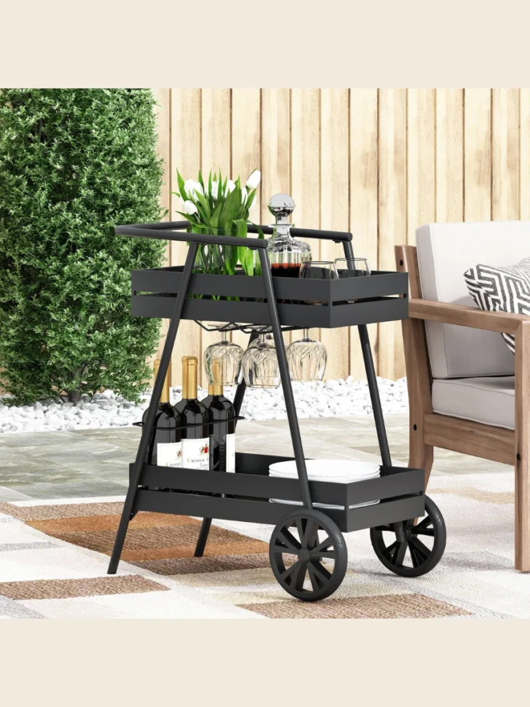 Style a Tiered Metal Bar Cart as a Mobile Cocktail Hub