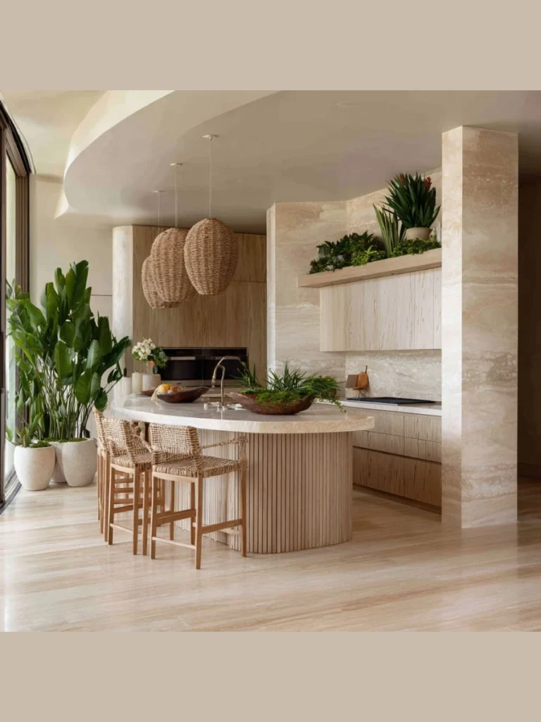Subtle Hand-Troweled Limestone Plaster Side Walls