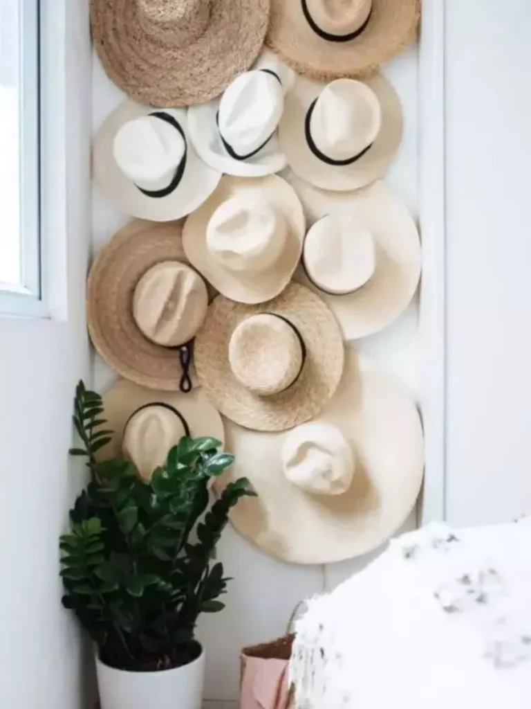 Sun Bleached Straw Panama Hat Displays walls