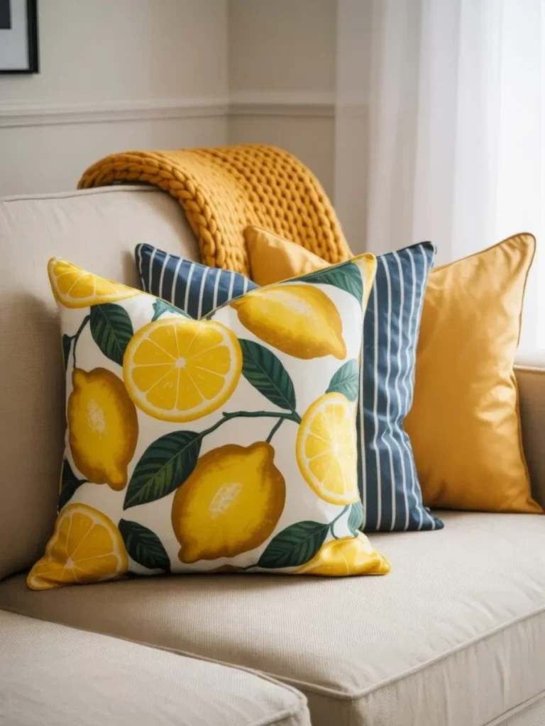Swap Neutral Throw Pillows for Bright Citrus Cotton Covers