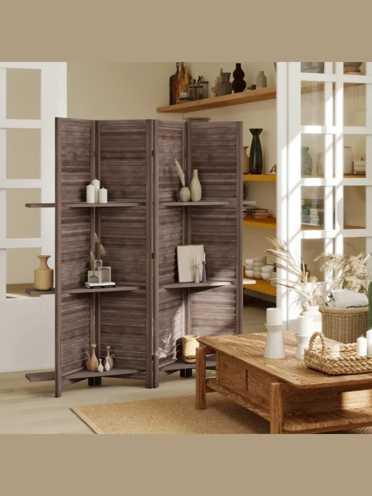 Tension Rod Room Dividers with Hanging Fabric Screen Panels