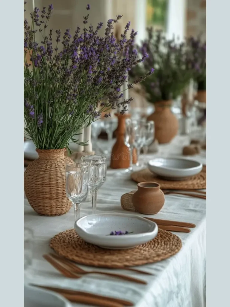 Terracotta Potted Purple Lavender Rows
