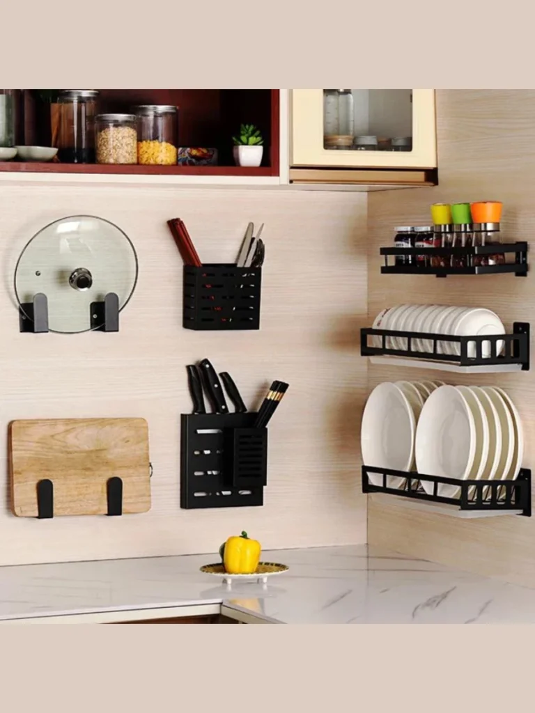 Thick Sawn Ash Plate Rack Inserts inside Steel Framing