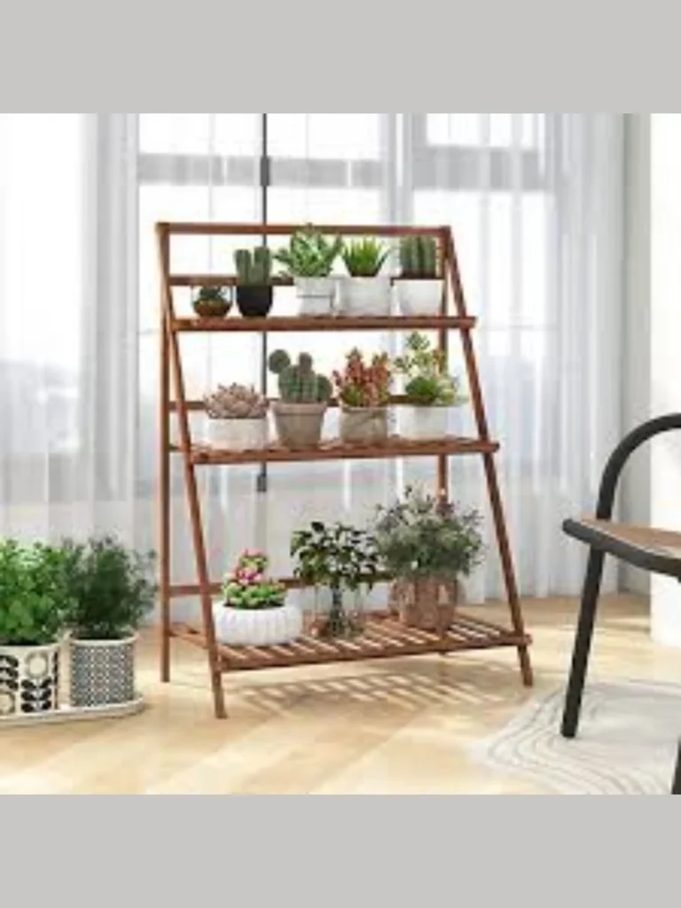 Tiered Bamboo Plant Display Ladders