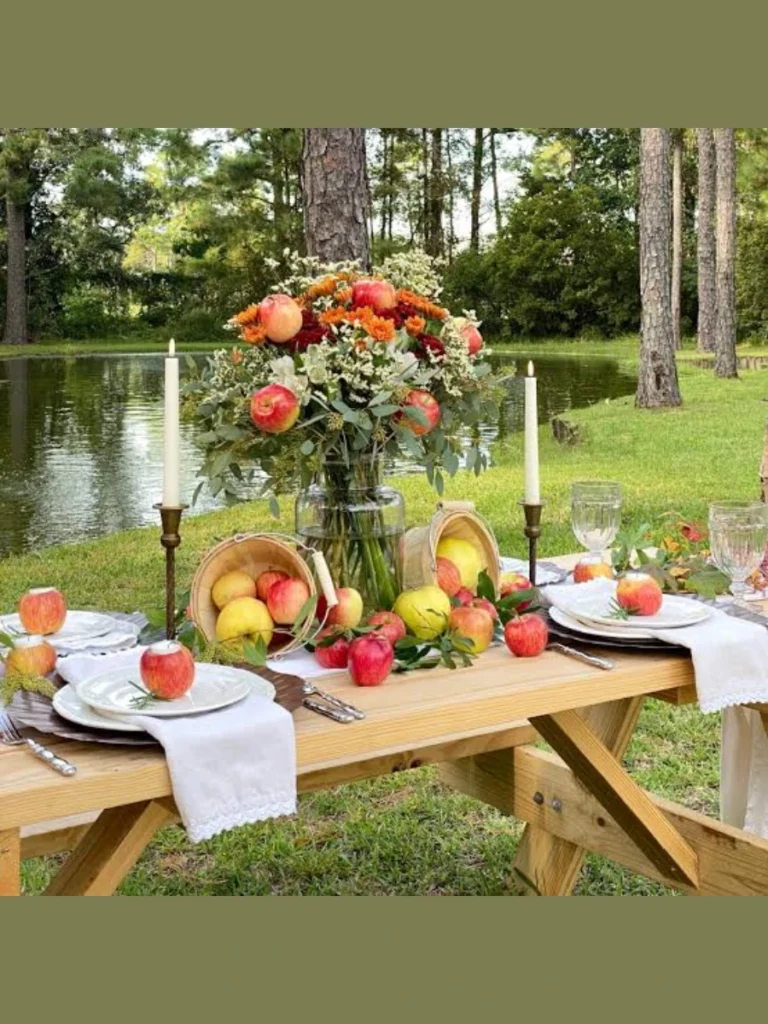 Tiered Wooden Trays with Harvest Apple Stacks