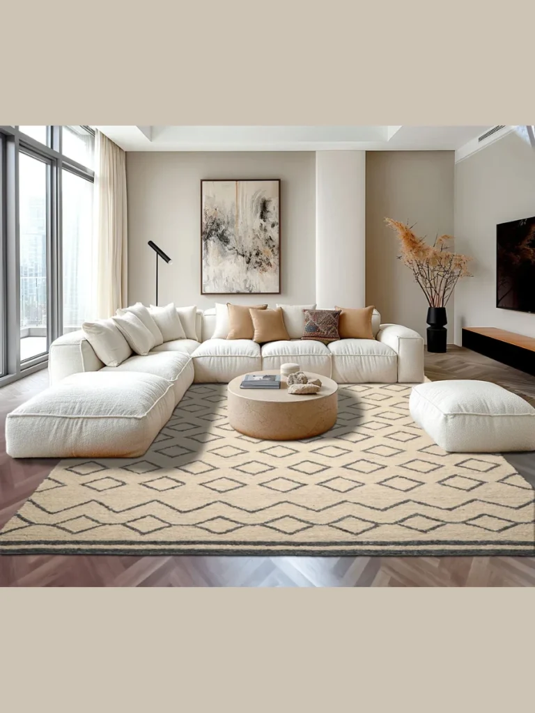 Toasted Almond Flat Weave Base With Intricate Southwestern Rugs