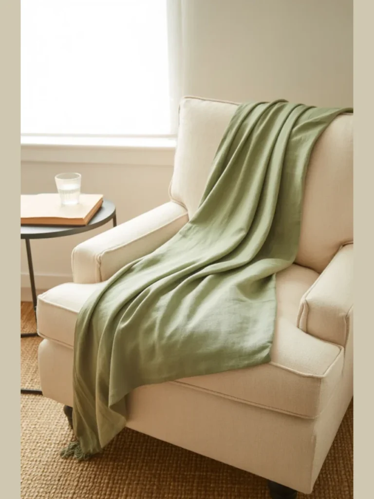 Toss a Bright Lime Green Cotton Blanket Over Neutral Chairs