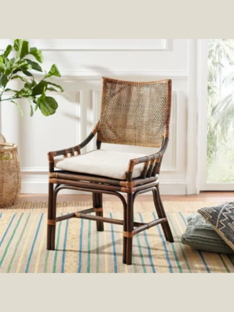 Traditional Captains Chairs with Rattan Armrests