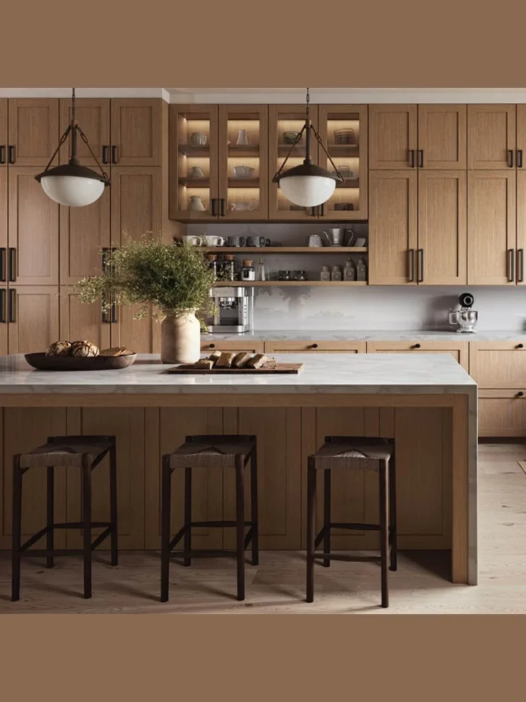 Traditional Inset Shaker Oak Panels with Steel Pull Bars 