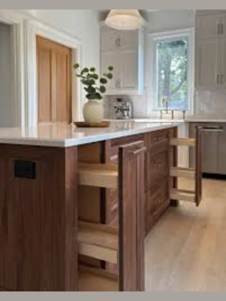 Traditional Inset Shaker Walnut Cabinets with Brushed Brass Hardware