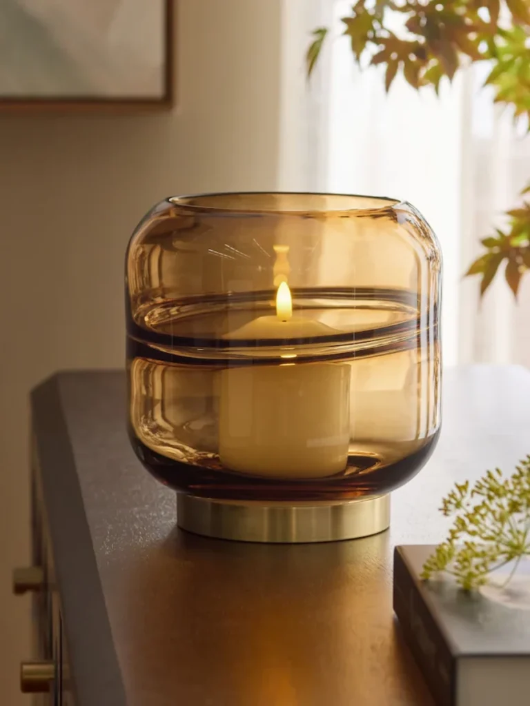 Translucent Amber Tinted Glass Votive Cups