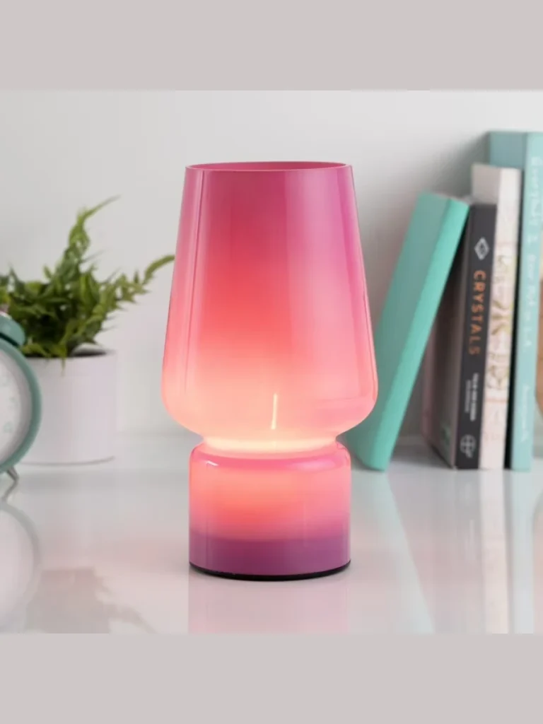 Translucent Coral Pink Glass Desk Lamps