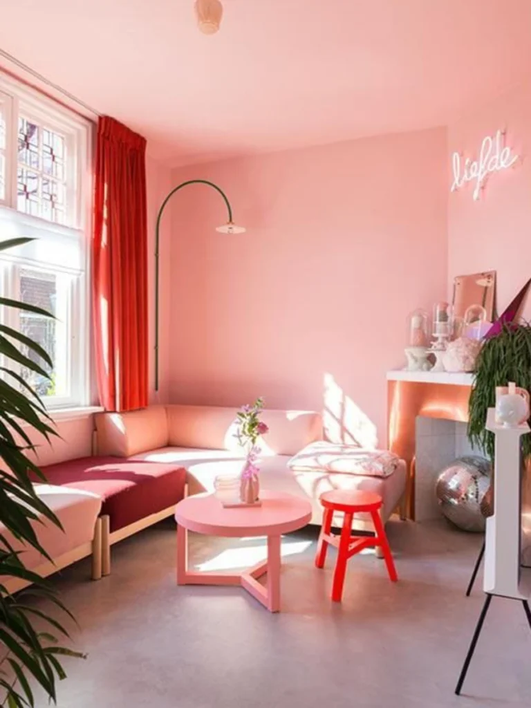 Translucent Neon Pink Geometric Accent Stools