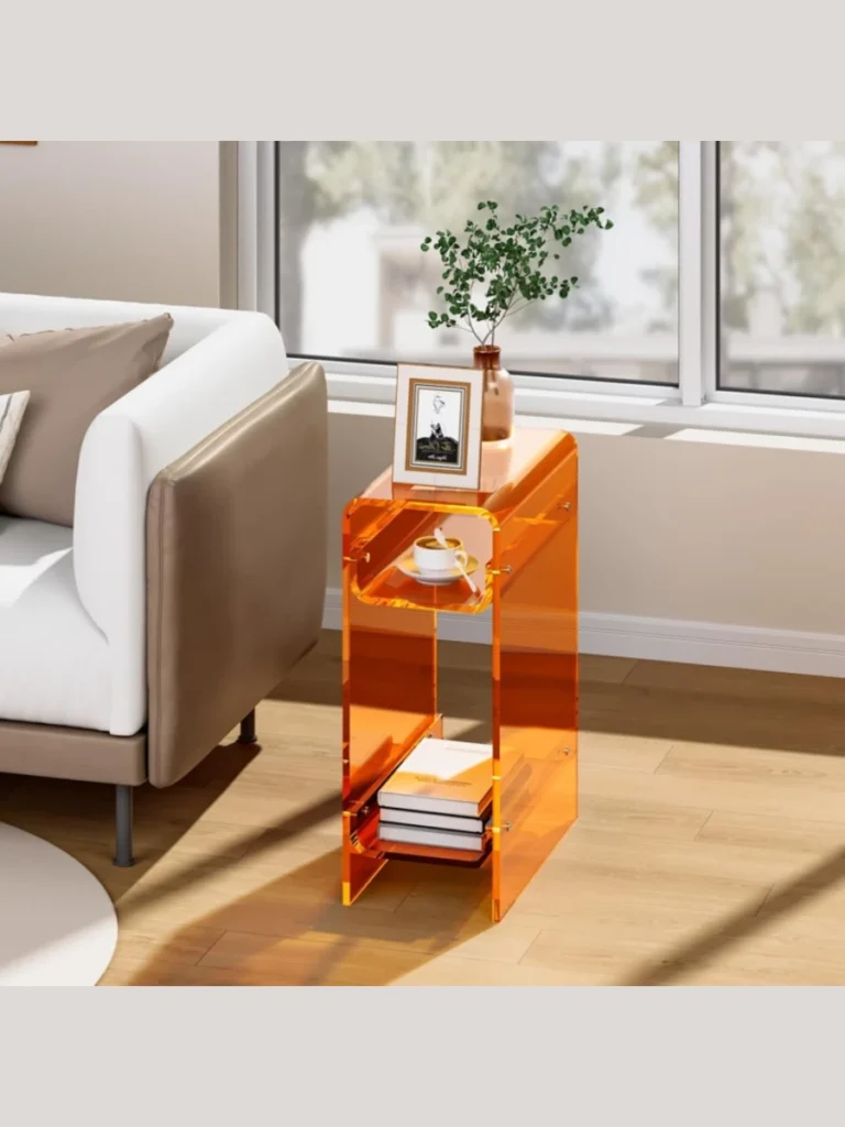 Translucent Tinted Tangerine Acrylic Side Tables