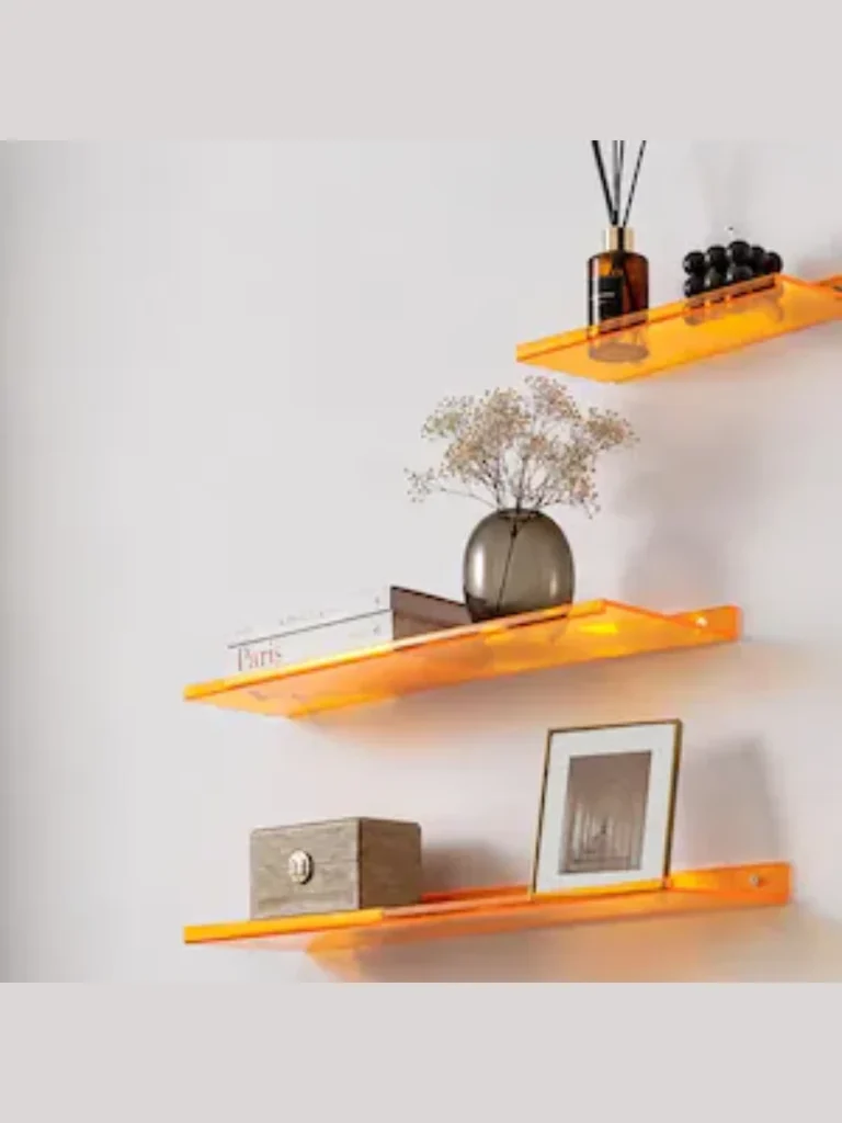 Transparent Neon Tangerine Acrylic Floating Shelves