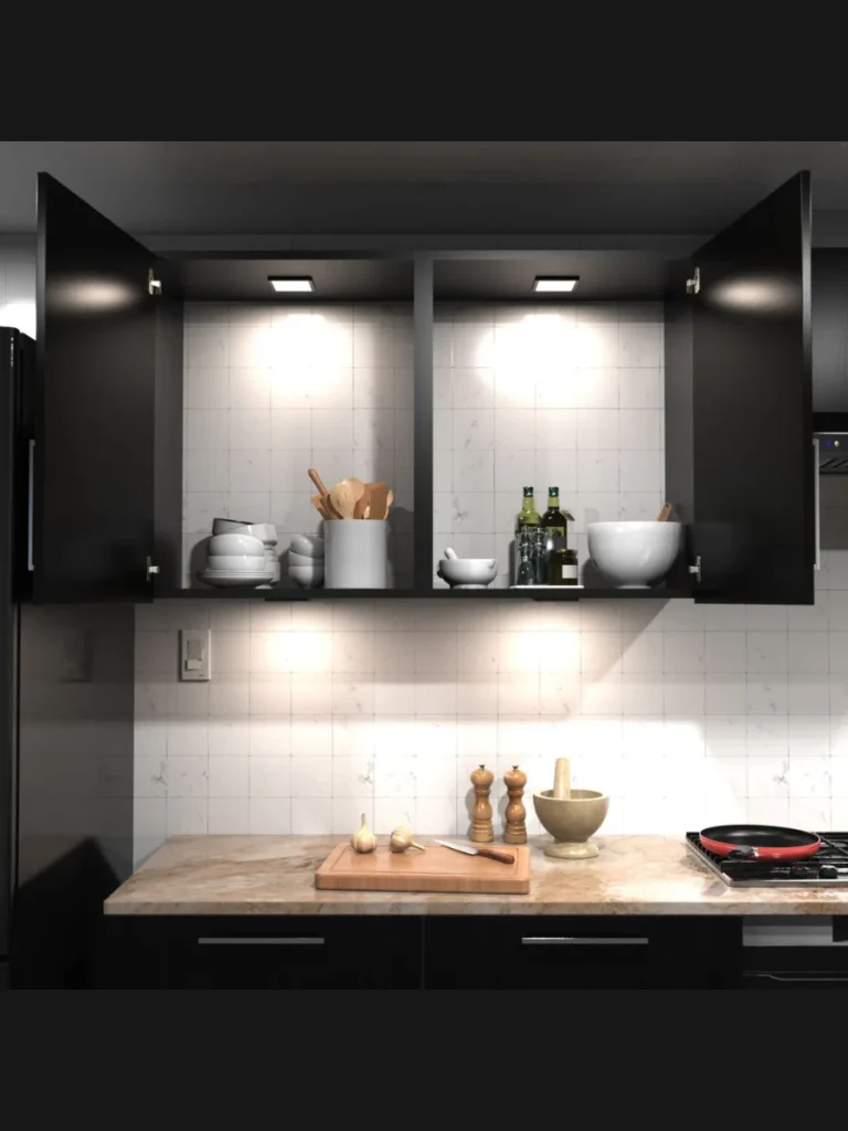 Under Cabinet Warm LED Tracks Softening Brushed Backsplashes