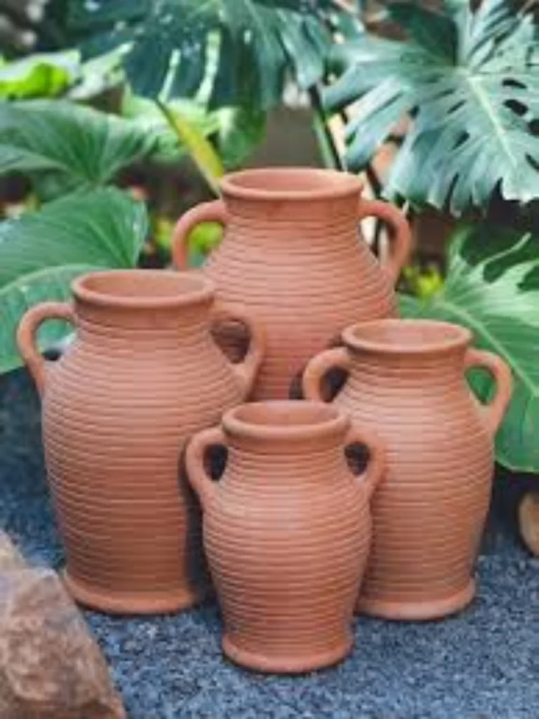 Unglazed Terracotta Clay Water Amphoras