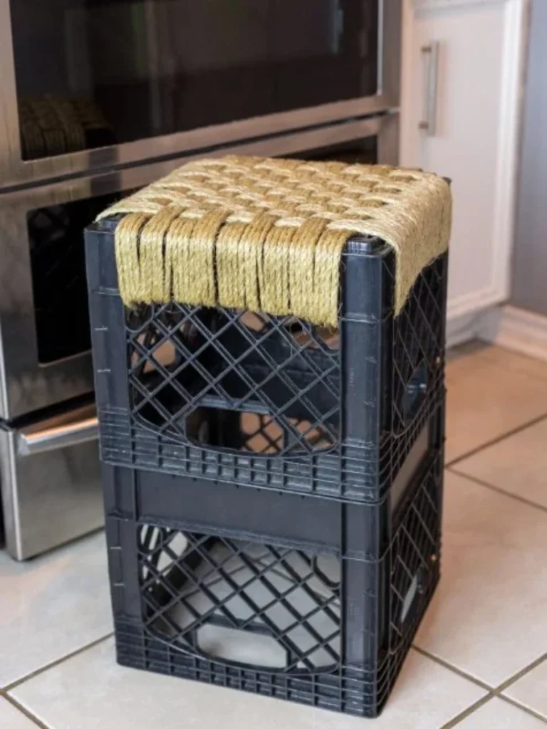 Upcycled Plastic Milk Crate Foot Stools