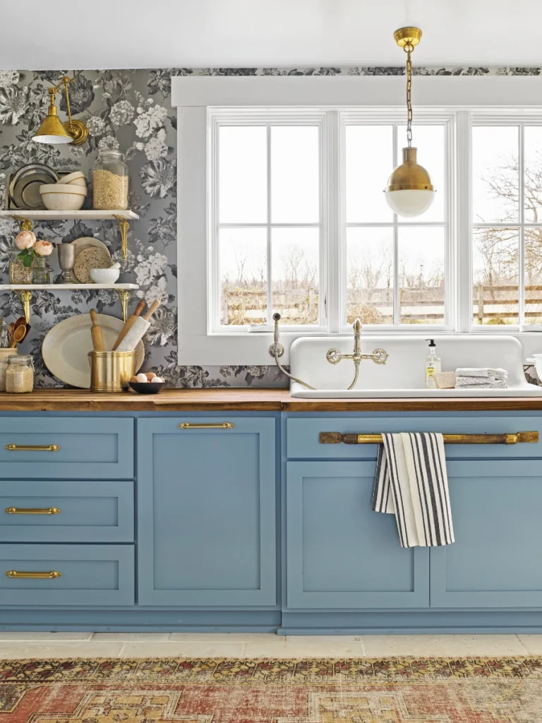 Use Colorful Peel and Stick Wallpaper for a Kitchen Backsplash