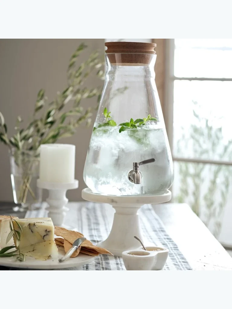 Use a Polished Marble Lazy Susan to Rotate Small Cocktail Syrups