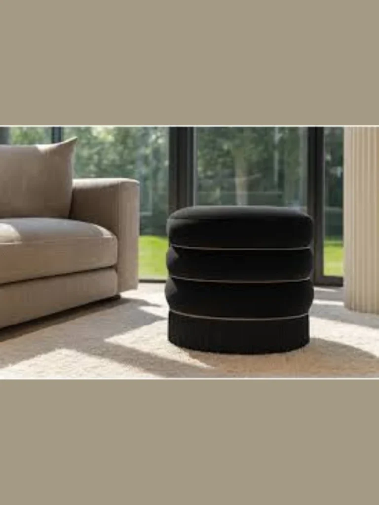 Velvet Tassel Trimmed Outdoor Ottoman Poufs