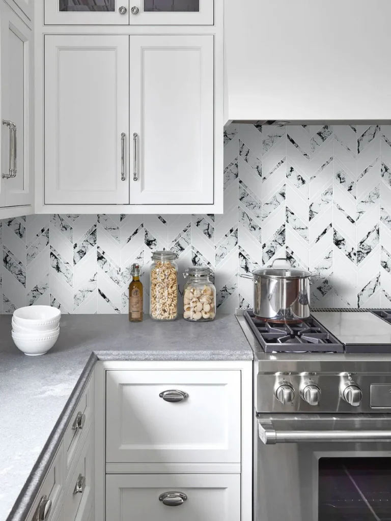 Vertical Chevron Striated Antiqued Glass Tracks