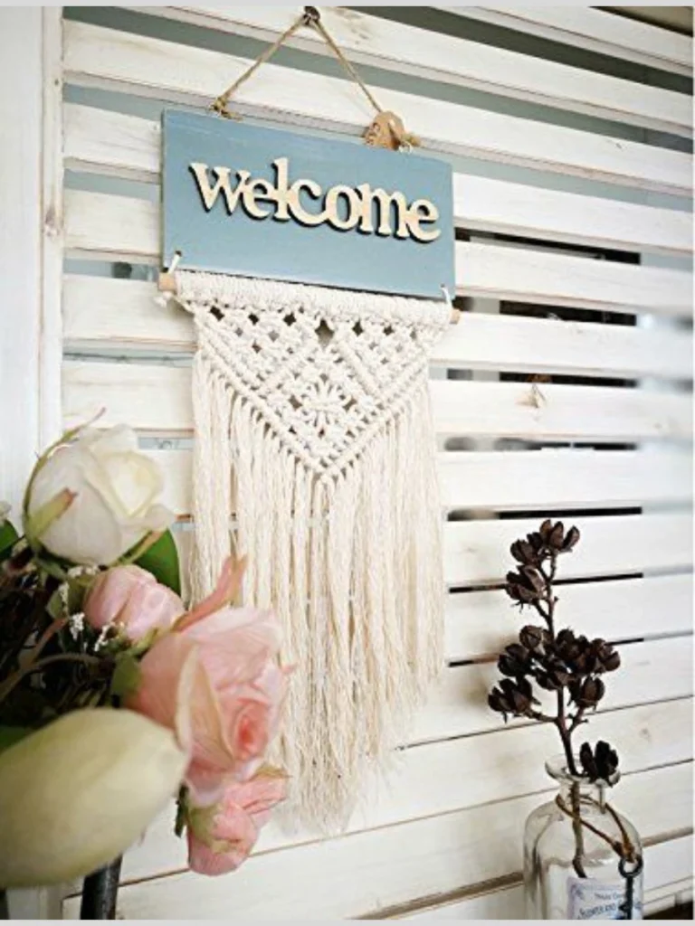 Vertical Hanging Macrame Welcome Tapestries