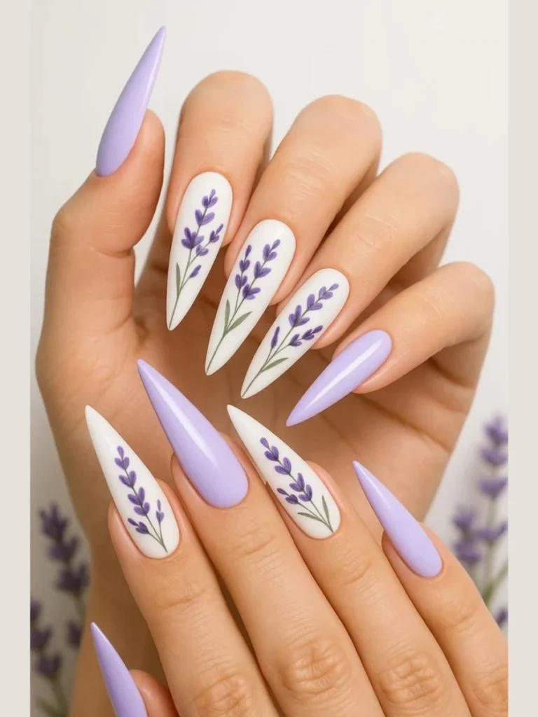 Vintage Lavender Sprig Pinstripes