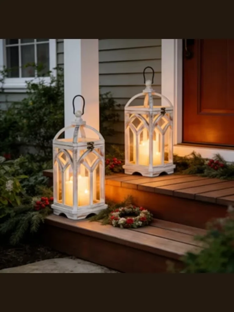 Vintage Style Metal Hurricane Candle Lanterns