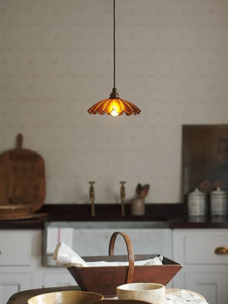 Warm Amber Tinted Dimpled Cylinder Drop Lights