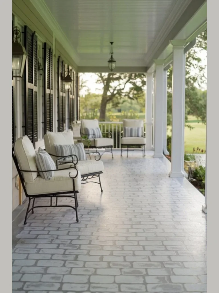 White Bordered Faux Brick Walkway Lines