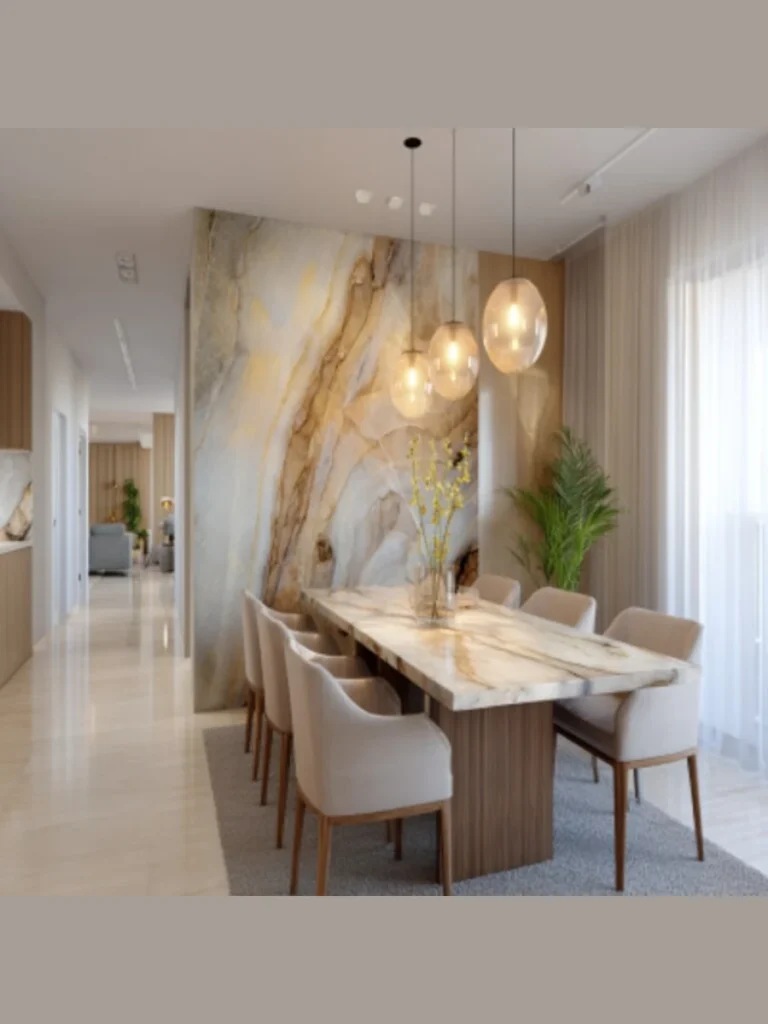 White Marble Ledges with Sliced Orange Displays