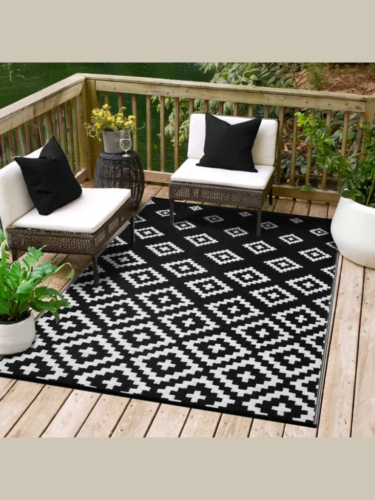Woven Diamond Pattern Outdoor Flat Weave Rugs