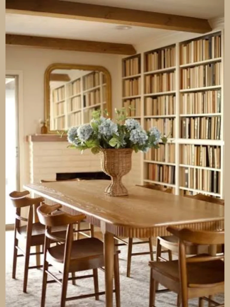 Woven Rattan Baskets with Blue Hydrangeas
