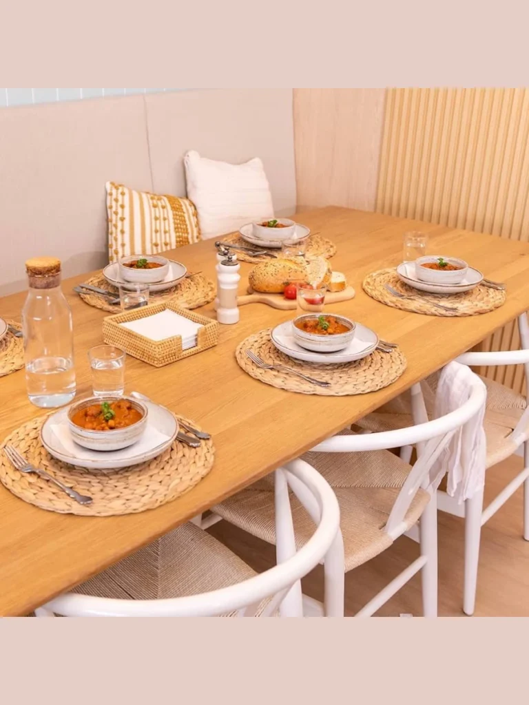 Woven Straw Placemats with Freesia Bundles