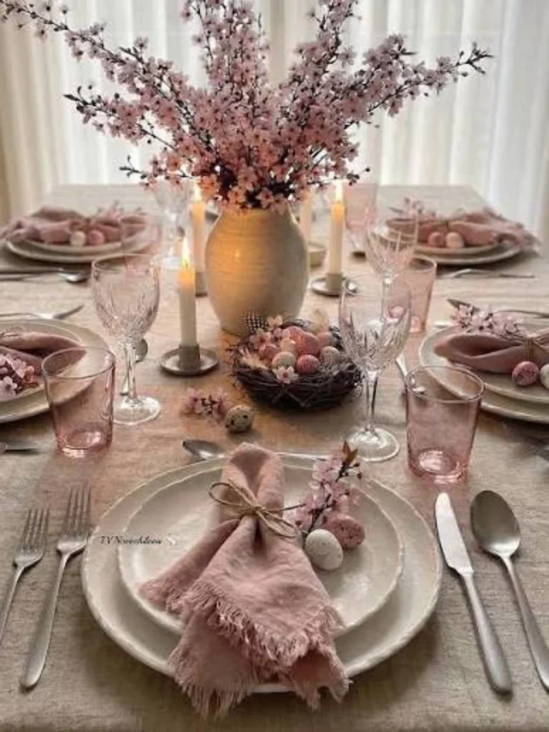 Woven Sweetgrass Placemats with Pink Freesia Bundles