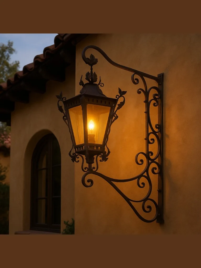 Wrought Iron Wall Mounted Lantern Sconces