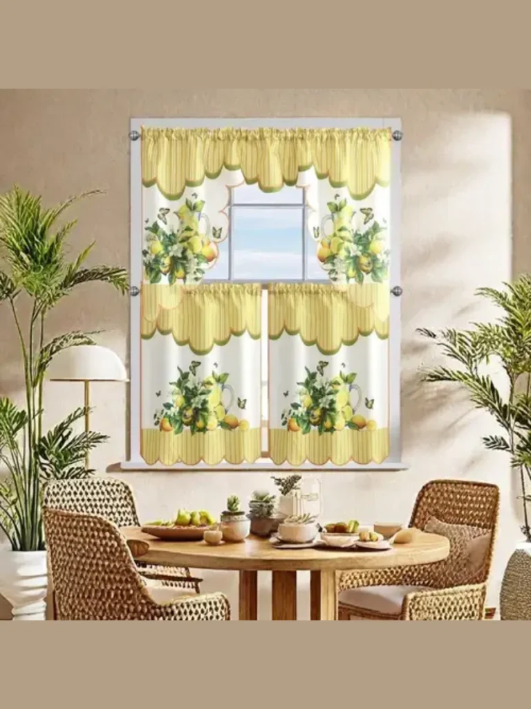 Yellow Gingham Cotton Window Valances