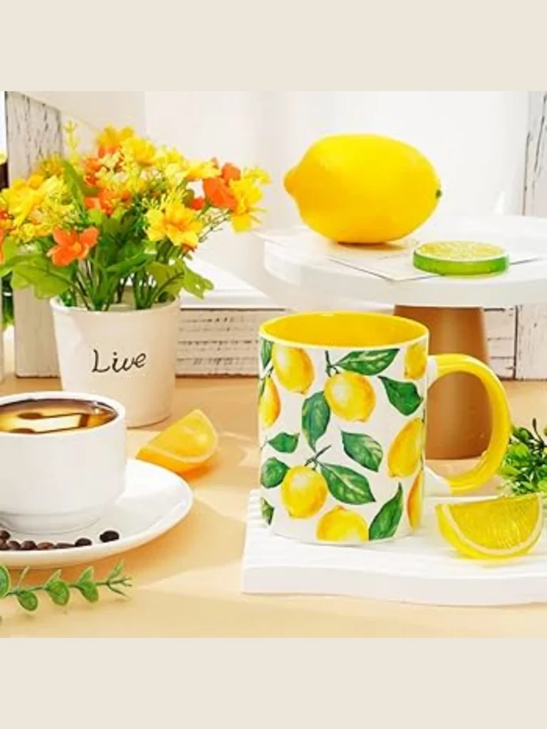 Yellow Glazed Ceramic Coffee Mugs